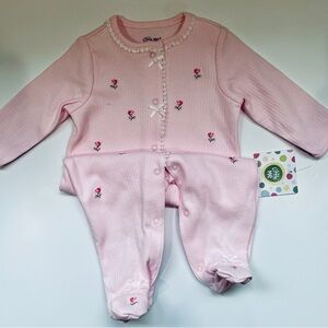 Little Me Blossom Rose Footie - Pink - 6M